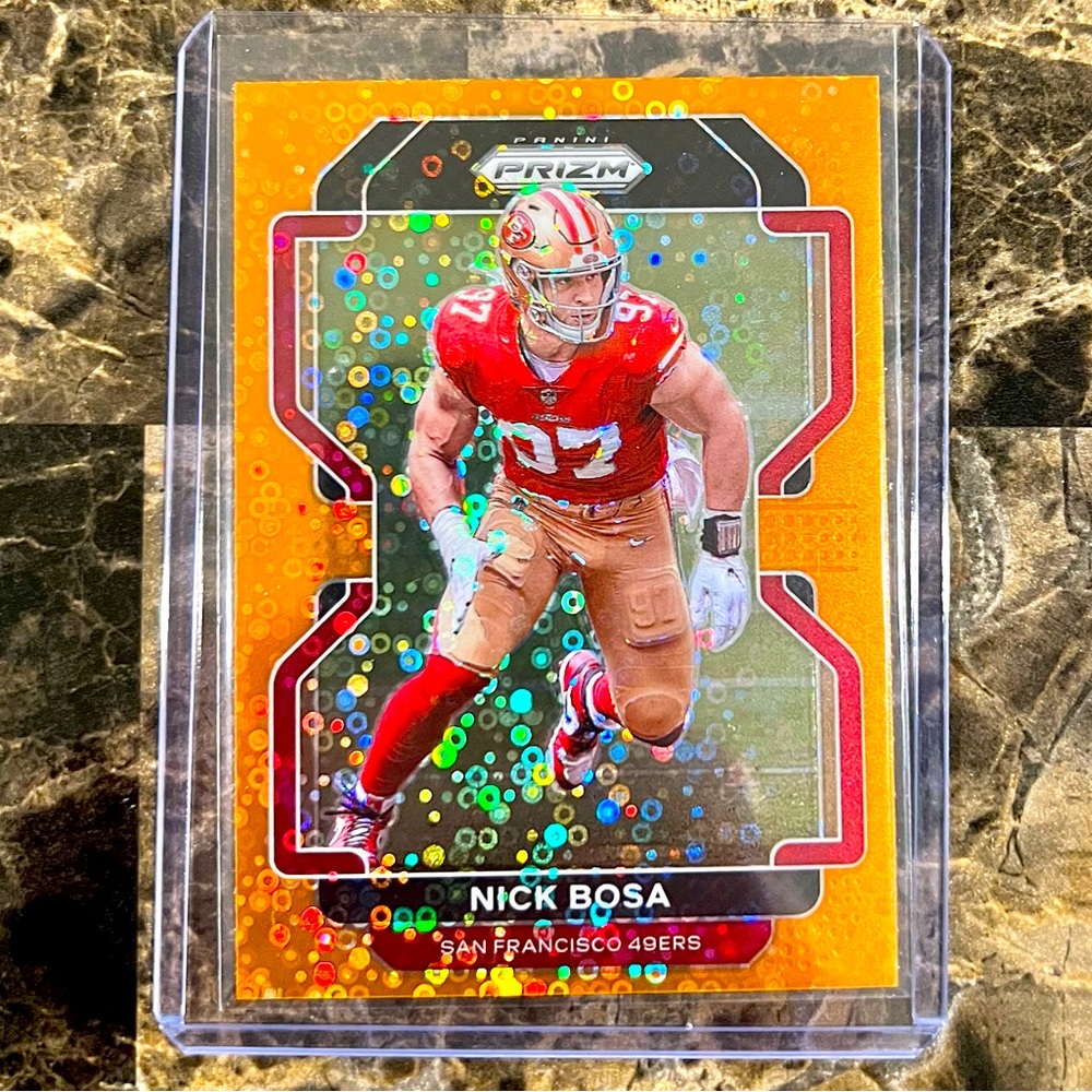 NICK BOSA PRIZM CARD ORANGE DISCO 49ERS